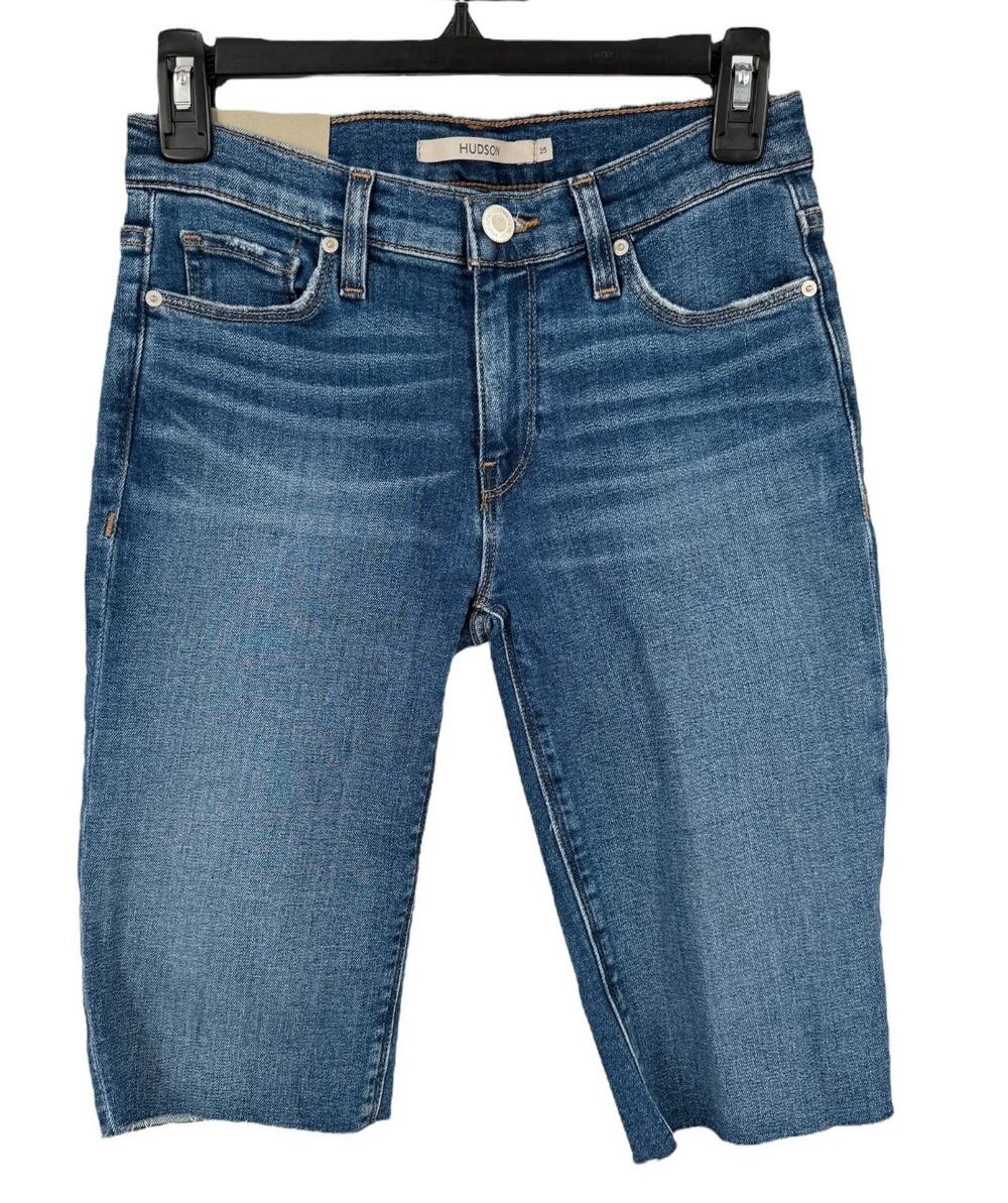 Hudson Jeans shorts Amelia Mid Rise Knee denim blue size 25